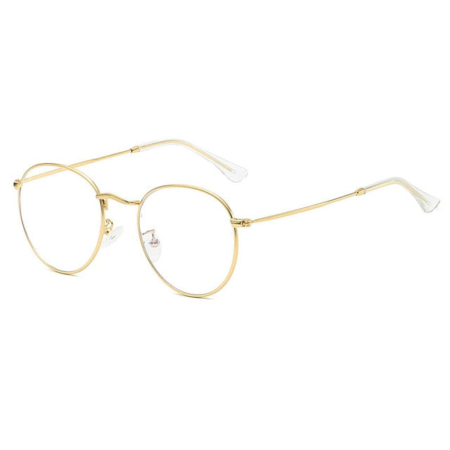 Gold blue-light blocking glasses round frame