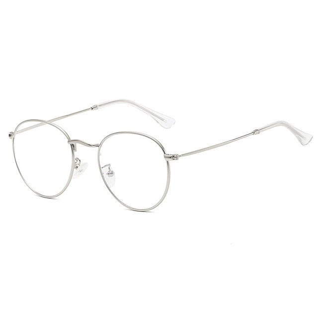 Silver Blue light blocking glasses round frame