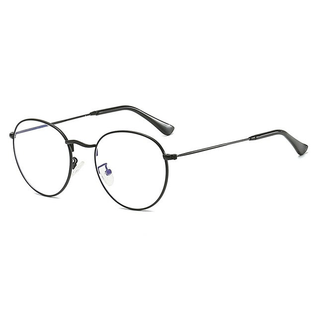 Black blue-light blocking glasses round frame